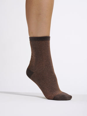 The Golden Brown Socks | Cozy and Sensible Yet Shiny Gold Socks | Dark Brown Socks with Sparkly Gold Threads | Goose Taffy