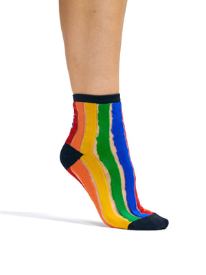 The Clear Rainbow Socks | A Rainbow Striped Sock for the Fab | Cutout Socks in Rainbow Colors | Goose Taffy