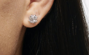 The Crystal Cube Studs | A Simple Versatile Blinged Out Piece | Silver Tone Hardware Earrings with Clear CZ | Goose Taffy