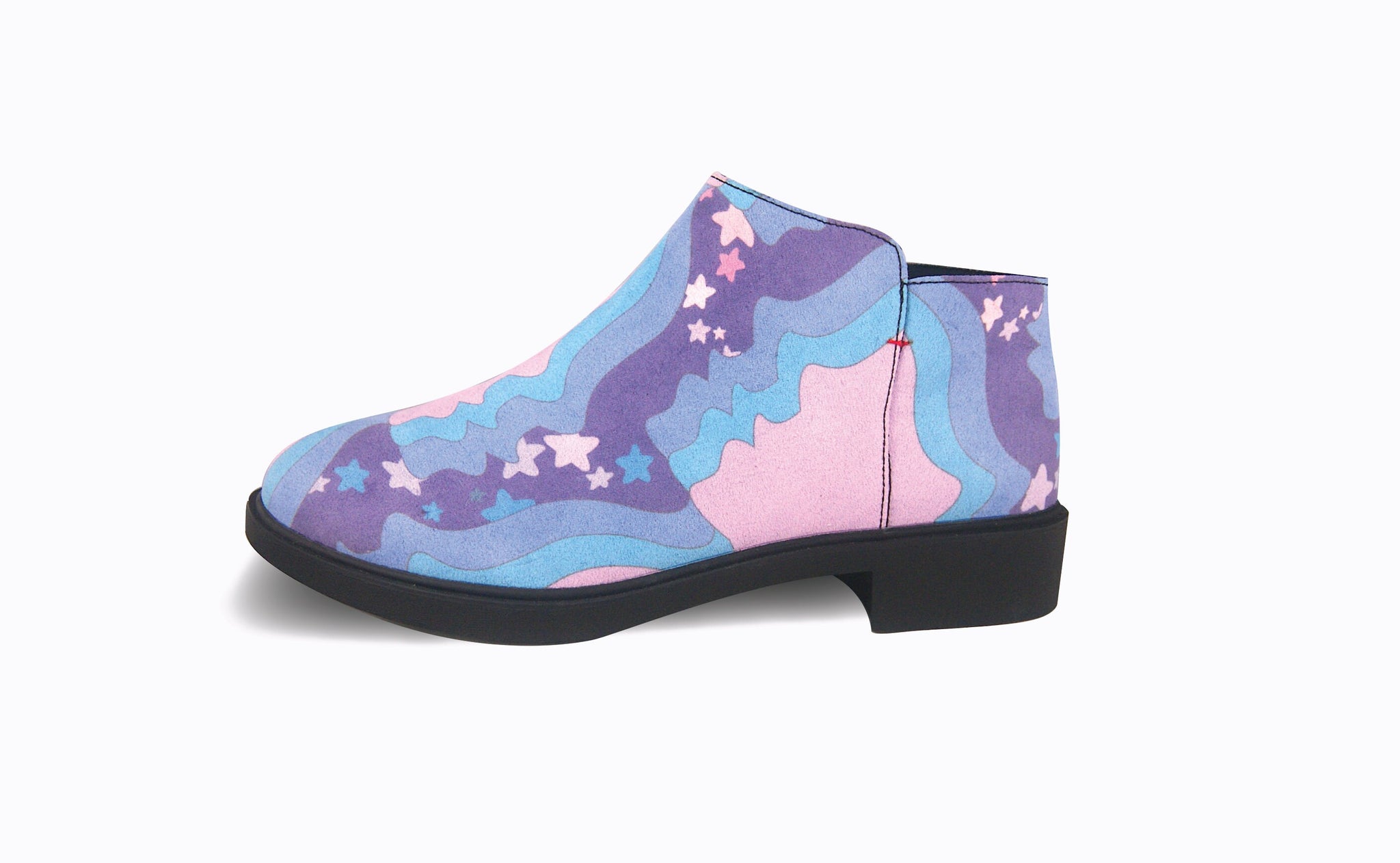 The Galaxy Glow Aura Boot | A Groovy Shoe for Dreamin' | Zippered Suede Boot with a Galactic Inspired Spaced Out Print | Goose Taffy