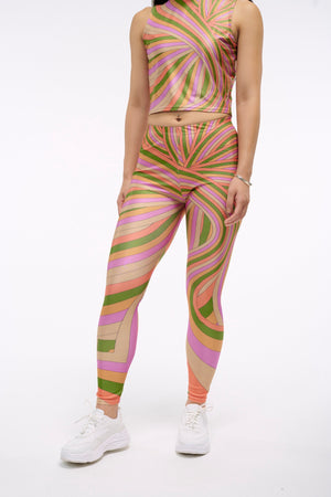The Party Colored Candy Legging | A Kaleidoscopic Wonder for the Decadent | Swirling Pastel Groovy Printed Thick Legging | Goose Taffy
