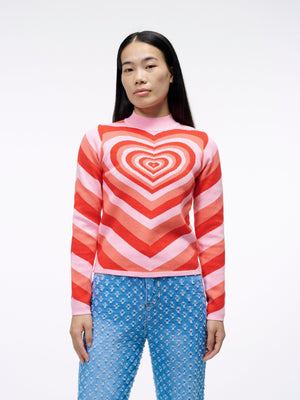 The Radiating Heart Sweater | A Super Cute Knit Long Sleeve Sweater with Pink and Red Hearts | Goose Taffy