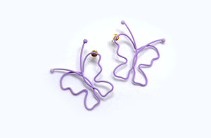The Fluttering Outline Butterfly Earrings | A Super Chic Stud Accessory | Shaped Wire Butterfly Earrings in Lavender | Goose Taffy